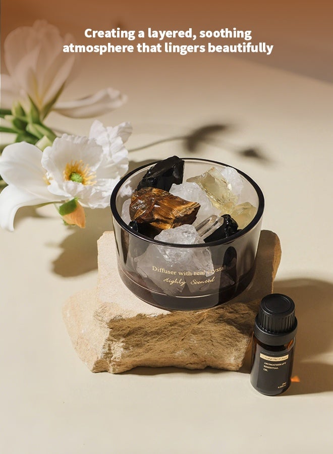 Beautiful Flame-Free Crystal Aroma Diffuser Stone Set with British Pear Lily Essential Oil, Light Yellow Stones Home Fragrance Gift Box, Long Lasting Fresh Scent for Living Room​ - Image 3